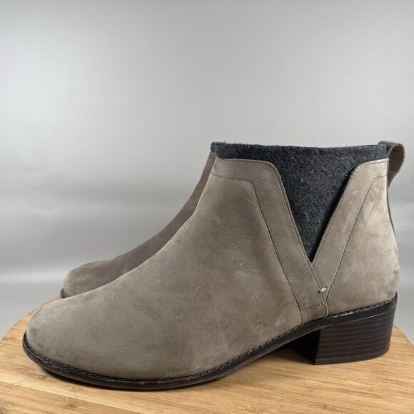 Vionic Boots Womens 11 Gray Brown Leather Joslyn Weather Resistant Ankle Booties - Picture 3 of 8
